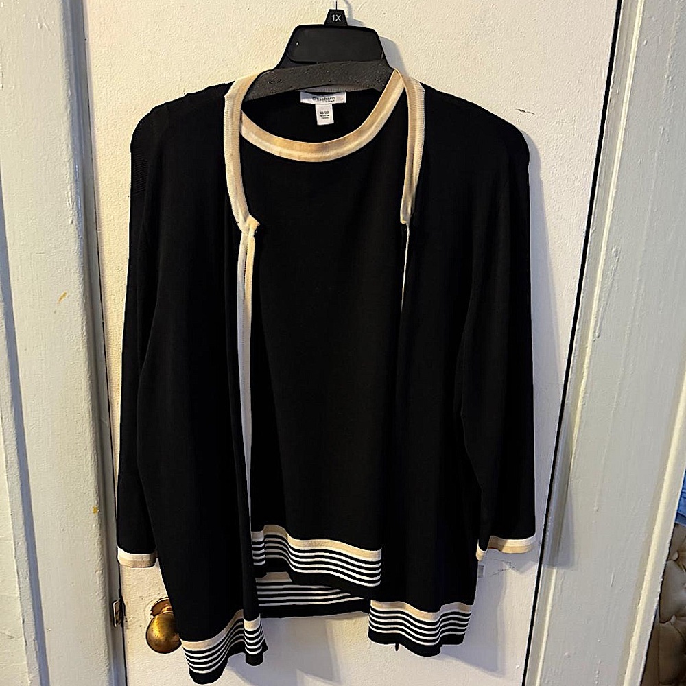 Black/Beige/White Knit Sweater and Top Set